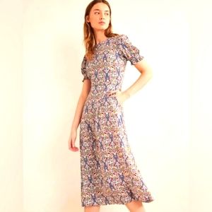 Boden Multicolor Floral Midi Dress, size 10
